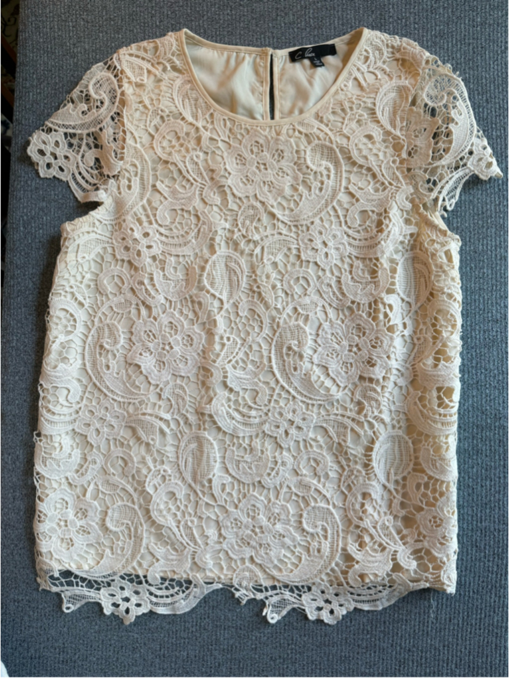 Women's C. Luce Cream Lace Blouse Size L